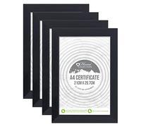 - A4 Black Wooden Picture Frame With Glass Window For Desktop Display and Freestanding & Wall Mountable Use For Certificate/Wall Gallery/Photo Picture Size 21 x 29.7cm.