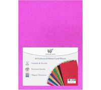A4 Bright Pink Glitter Card Glitter Paper Non Shed Sparkle Craft Sheets Sparkle Card 250gsm Bling Crafting Card Glitter Cardstock Acid Free Card Making Scrapbooking Crafts (Bright Pink - 10 Sheets)