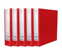 A4 Bright Ring Binder Polypropylene Cover 2 O-Ring Mechanism File 65mm Large Spine, Finger Pull Thumb Hole Holds 500 Sheets Document Organisation Ideal for School, Home & Office (Pack of 5)