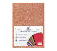A4 Bronze Glitter Card - 250gsm Non-Shed Sparkle Craft Sheets for Card Making, Scrapbooking, Arts & Crafts - Acid Free Bling Cardstock (50 Sheets)
