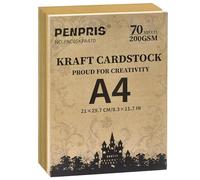 A4 Brown Kraft Paper 70 Sheets 200GSM Double-Sided Heavy Cardboard Paper for Printer, Card Making, Crafting, Scrapbooking PAC05KPA470