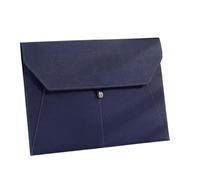 A4 Business Leather File Bag Multi-Function Clamping Waterproof Folder with Thickened Data Rope Buckle for Office Use for Business Interview and Meeting(Blue)