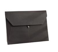 A4 Business Leather File Bag Multi-Function Clamping Waterproof Folder with Thickened Data Rope Buckle for Office Use(Black)
