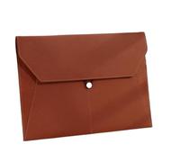 A4 Business Leather File Bag Multi-Function Clamping Waterproof Folder with Thickened Data Rope Buckle for Office Use(Brown)