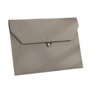 A4 Business Leather File Bag Multi-Function Clamping Waterproof Folder with Thickened Data Rope Buckle for Office Use(Grey)