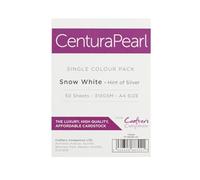 A4 Card Pack Snow White Hint of Silver - 310GSM (50 Sheet Pack) - Perfect for Arts and Crafts, Printing, Card Bases & Folding - Centura Pearl by Crafter's Companion CP-SNOWS-A4