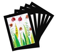 A4 Cardboard Photo Frame Set of 6, Black Modern Picture Frames for Wall Display | Easy Stick & Peel Hanging for Smooth Walls | Eco-Friendly Paperboard Poster Frame with Clear Dust Cover