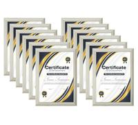 A4 Certificate Frame White Set of 12 - A4 Picture Frames Distressed Rustic Design Display for Documents Diplomas Prints - Wall Mounted Desk Standing Frame Portrait Landscape