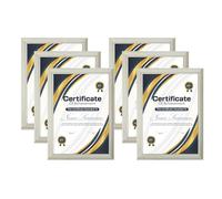 A4 Certificate Frame White Set of 6 - A4 Picture Frames Distressed Rustic Design Display for Documents Diplomas Prints - Wall Mounted Desk Standing Frame Portrait Landscape