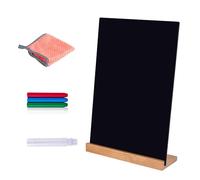 A4 Chalkboard, 297 x 210mm Acrylic Tabletop Blackboard with Stand, Menu Chalk Board Sign for Wedding, Bar, Restaurant, Party (Slant Style)