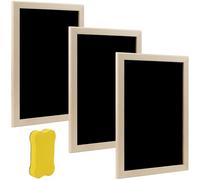 A4 Chalkboard with Wooden Frame Sets, 3 Pieces Slate Board for Writing on Wooden Chalk Board with 1 Sponge Eraser for Children, Buffet, Wedding, Party, School