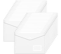 A4 Clear Plastic Wallets Folders - 30PCS A4 Popper Wallets with Label Pocket Document Files Wallets Plastic Envelope Folder
