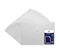 A4 Clear Popper Wallets Carry File Polypropylene Document Transparent Folder with Press Stud Folders Closure Files for School Office Weather Resistant See Through Plastic Pockets (Pack of 25)