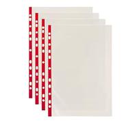 A4 Clear Punched Pockets Plastic Wallets Office School Filing Folder Document Sleeves Top Loading Sleeves with Red Spine Pack of 100/200 / 300/400 / 500/1000 (100)