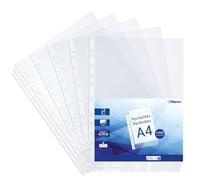 A4 Clear Smooth 50 Micron Punched Plastic Pockets for 11 Hole Binder 1000 Pack Anti-Static Polypropylene Document Sleeves with Reinforcement Regular Use