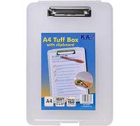A4 Clear Strong Plastic Storage Case Clipboard Tuff Box KAV White 12 Pack