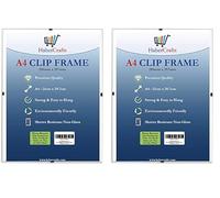 A4 Clip Frame Picture Photo Wall Hanging - Strong Glass Free Frameless Clear for Posters Certificates Photographs Comics - Lightweight 210mm x 297mm (Pack of 2)