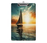 A4 Clipboard,Boat on The Oceanprinted Acrylic Plastic Clip Boards with Hanging Hole 8.5" X 12.5" for Home, Office, Business
