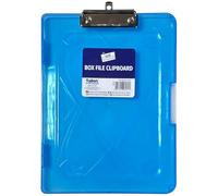 A4 Clipboard Box File with Storage - Transparent Waterproof Clipboard Case, Heavy Duty Plastic Writing Pad for Outdoor Office, Classrooms, and Jobsites (Blue)