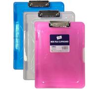 A4 Clipboard Box File with Storage - Transparent Waterproof Clipboard Case, Heavy Duty Plastic Writing Pad for Outdoor Office, Classrooms, and Jobsites (Random)