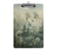 A4 Clipboard,Flowers in The Mistprinted Acrylic Plastic Clip Boards with Hanging Hole 8.5" X 12.5" for Home, Office, Business
