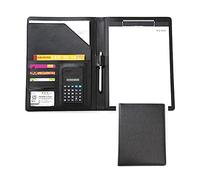 A4 Clipboard Folder Conference Folder, A4 Conference Folder Leather with Card Holders Expanding Pockets Pad for Letters and Notes(Black)