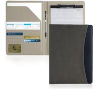 A4 Clipboard Folder Faux Leather Conference Folder Multifunctional Portfolio Folder A4 with Writing Pad Pen Storage Card Pockets and Notepad Organizer for Business