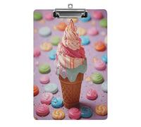A4 Clipboard,Many Colored Ice Creamprinted Acrylic Plastic Clip Boards with Hanging Hole 8.5" X 12.5" for Home, Office, Business