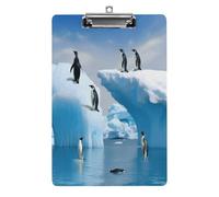 A4 Clipboard,Penguins On The Icebergprinted Acrylic Plastic Clip Boards with Hanging Hole 8.5" X 12.5" for Home, Office, Business