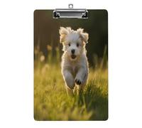 A4 Clipboard,Puppy Crossing The Grassprinted Acrylic Plastic Clip Boards with Hanging Hole 8.5" X 12.5" for Home, Office, Business