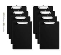 A4 Clipboard Set of 8, Black Plastic Writing Clip Boards with Secure Holder Clipboard a4 with 2 Pens for Office, School, Drawing, Sketching Artists, Architects, Engineering, Waterproof