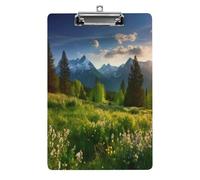A4 Clipboard,Springtime in The Mountainsprinted Acrylic Plastic Clip Boards with Hanging Hole 8.5" X 12.5" for Home, Office, Business