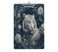 A4 Clipboard,Tiger and Flowersprinted Acrylic Plastic Clip Boards with Hanging Hole 8.5" X 12.5" for Home, Office, Business