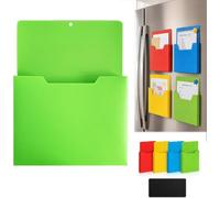 A4 Color-Coded Magnetic File Pocket, Utility Waterproof Paper Organizer, Wall/Fridge/Whiteboard/Locker Mount File Holder with Magnet for Home Office Classroom Document Folder Storage，Green