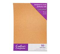 A4 Coloured Glitter Card Pack Single Sided - 250GSM (10 Sheet Pack) - Perfect for Arts and Crafts, Printing, Card Bases & Folding - Centura Pearl by Crafter's Companion (Rose Gold)