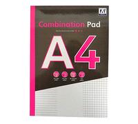 A4 Combination Notepad, Plain, Ruled and 5mm Graph Paper, 100 Pages