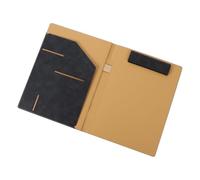 A4 Conference Folder Faux Leather Clipboard Folder with Storage Cover Writing Pad Folding Document Organizer Magnetic Closure for Interview Meeting (Black)
