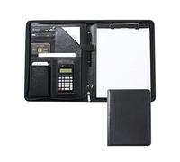 A4 Conference Folder,Portfolio A4 Business Padfolio Folder with Zipper Conference Meeting Executive File Legal Document Organizer with Pockets Writing Pad Notepad for Men Women (Color : Black, Size