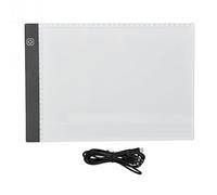 A4 Copy Board with Scale, LED Drawing Pad, 3 Levels Dimming Touch Control Light Guide Tracing Board, 5V USB Powered 300-350LM for Artists Students Designers