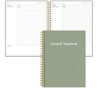A4 Cornell Notes Notebook - 8.5" x 11" College Spiral Cornell Notebooks for Note Taking, Subject College Ruled Notebook Steno Pads for Office School College Home, Green