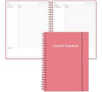 A4 Cornell Notes Notebook - College Spiral Cornell Notebooks for Note Taking, Subject College Ruled Notebook Steno Pads for Office School College Home, 8.5" x 11", Pink