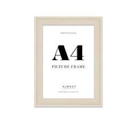 A4 Cream Picture Frame - Rustic Wood Industrial Effect Photo Frame for Wall Display, Ideal for Posters, Prints & Home Décor, Wall Hooks and Kickstand, 32mm Edge - 1 Pack