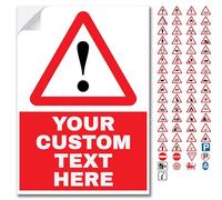 A4 Custom Warning Triangle Vinyl Sticker | 5-Years Weatherproof With Choice of over 70 Symbols and 30 Fonts - 295mm X 205mm