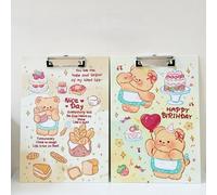 A4 Cute Bear Clipboard Set - Thick Hardboard Writing Pad with Document Clip for Students, Office Work, and Exams
