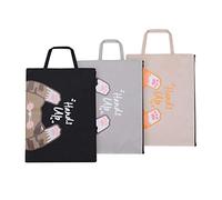 A4 Cute Cartoon Document Wallets 3 Pack Portable Canvas File Folder Zipper Bag Student Papers Document Pouch Tote Bag Handbag Waterproof Zipper File Organiser Storage Bag with Handle for School Office