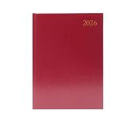 A4 Daily Desk Diary 2026 - Burgundy Cover, Day-to-Page Layout for Appointments & Notes