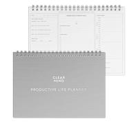 A4 Daily Productivity Planner - Undated 6 Month Daily Planner with Time Blocking, Tasks and Reflection - Spiral Bound Hard Cover with Linen Fabric Finish, 160gsm Paper - Clear Mind Concepts®