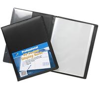 A4 Deluxe Hardback Display Book Black Padded Leather Look Business Folder 40Pkt