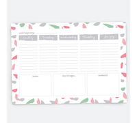 A4 Desk Planner, 53 Pages, Undated, Weekday Planner, Organiser, to Do List, Notepad for School, Home, Work, Office, Acedemic, Events - Paint The Town (06/0007)