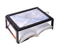 A4 Desktop Magnifying Glass Hand-free Rectangular Full-Page Magnifier 4 LED Lights Illuminated 3X Reading Magnifying Glass Foldable Large Chest Hanging Magnifier For Reading Inspection Sewing Knitting